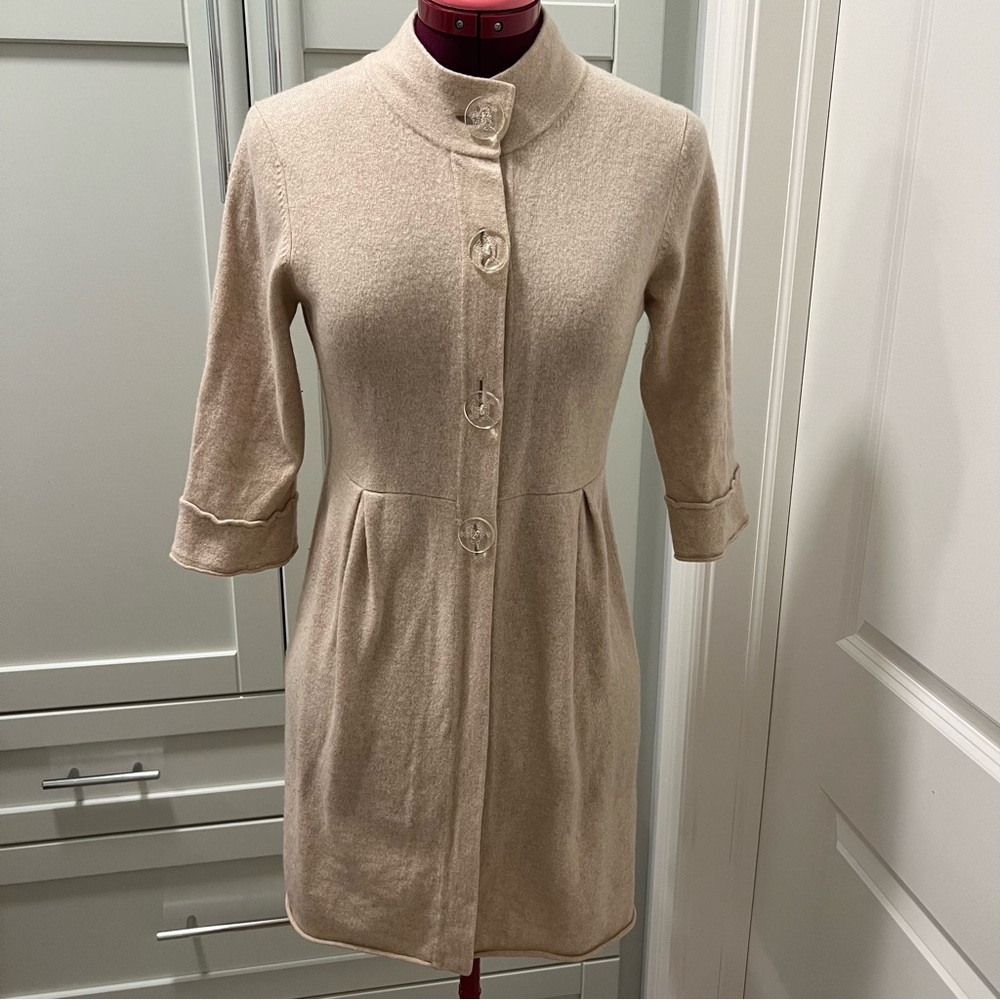 FTC 100% CASHMERE Light Beige Cashmere Button Up Sweater Size XL
